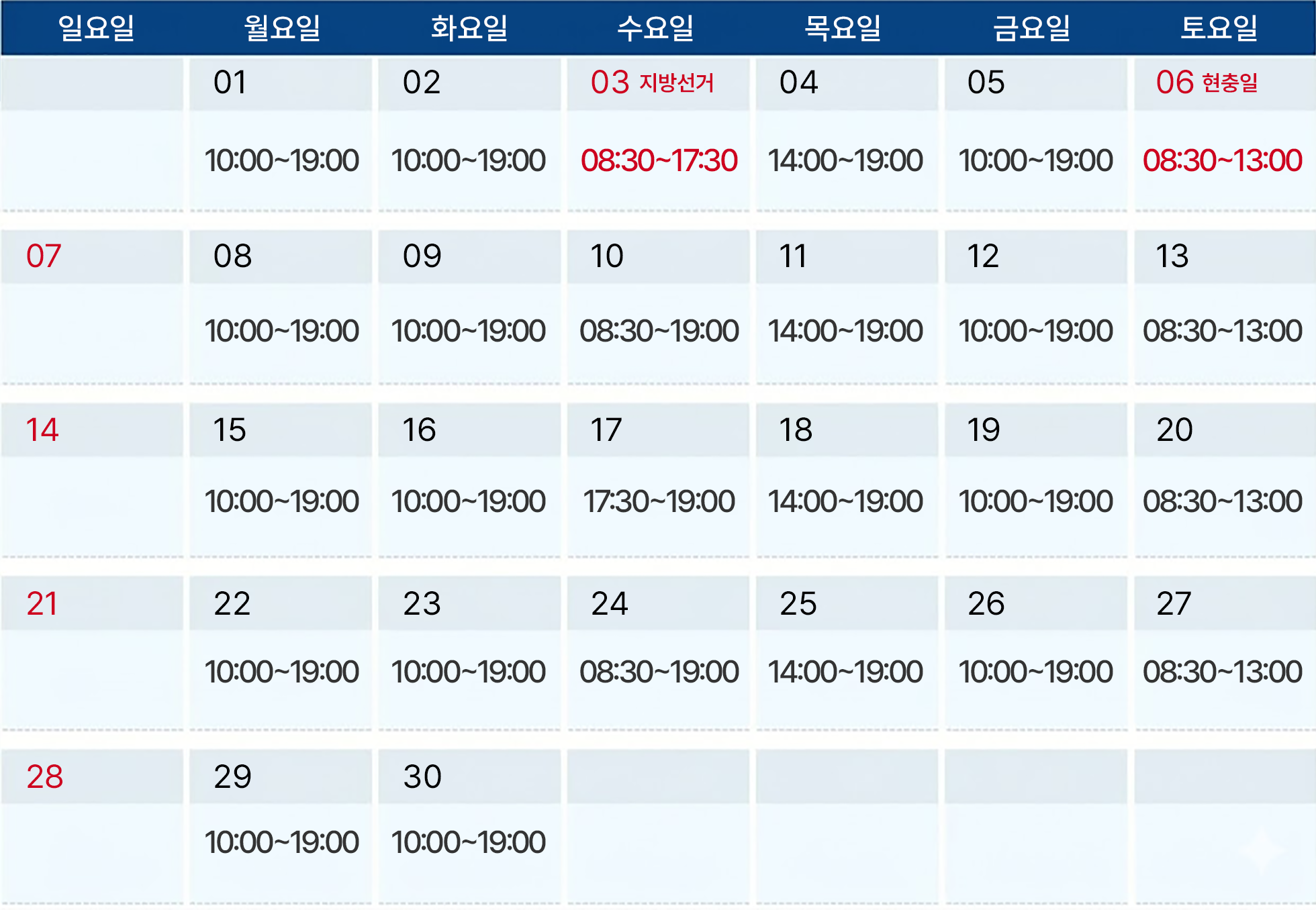 김형진 원장 진료 일정